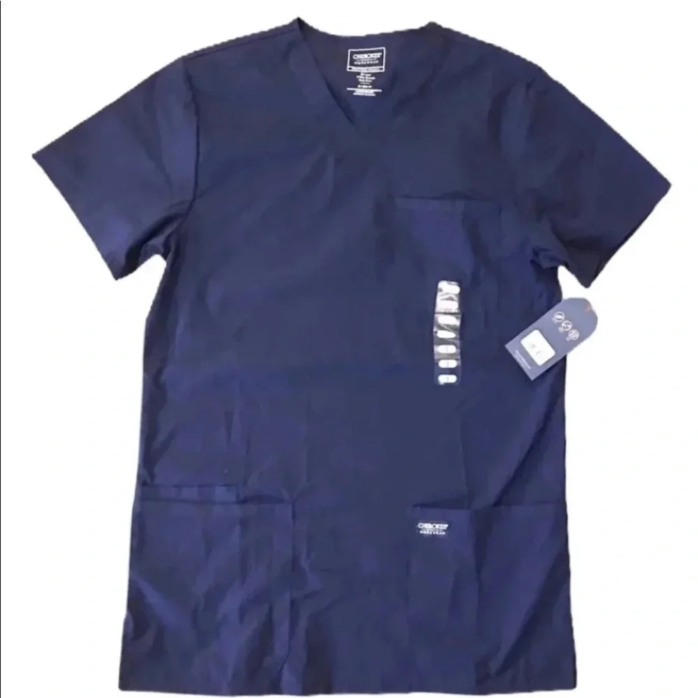 NEW Scrubs Navy Blue Cherokee Top Professionals  Uniform Unisex Men Women S Tall